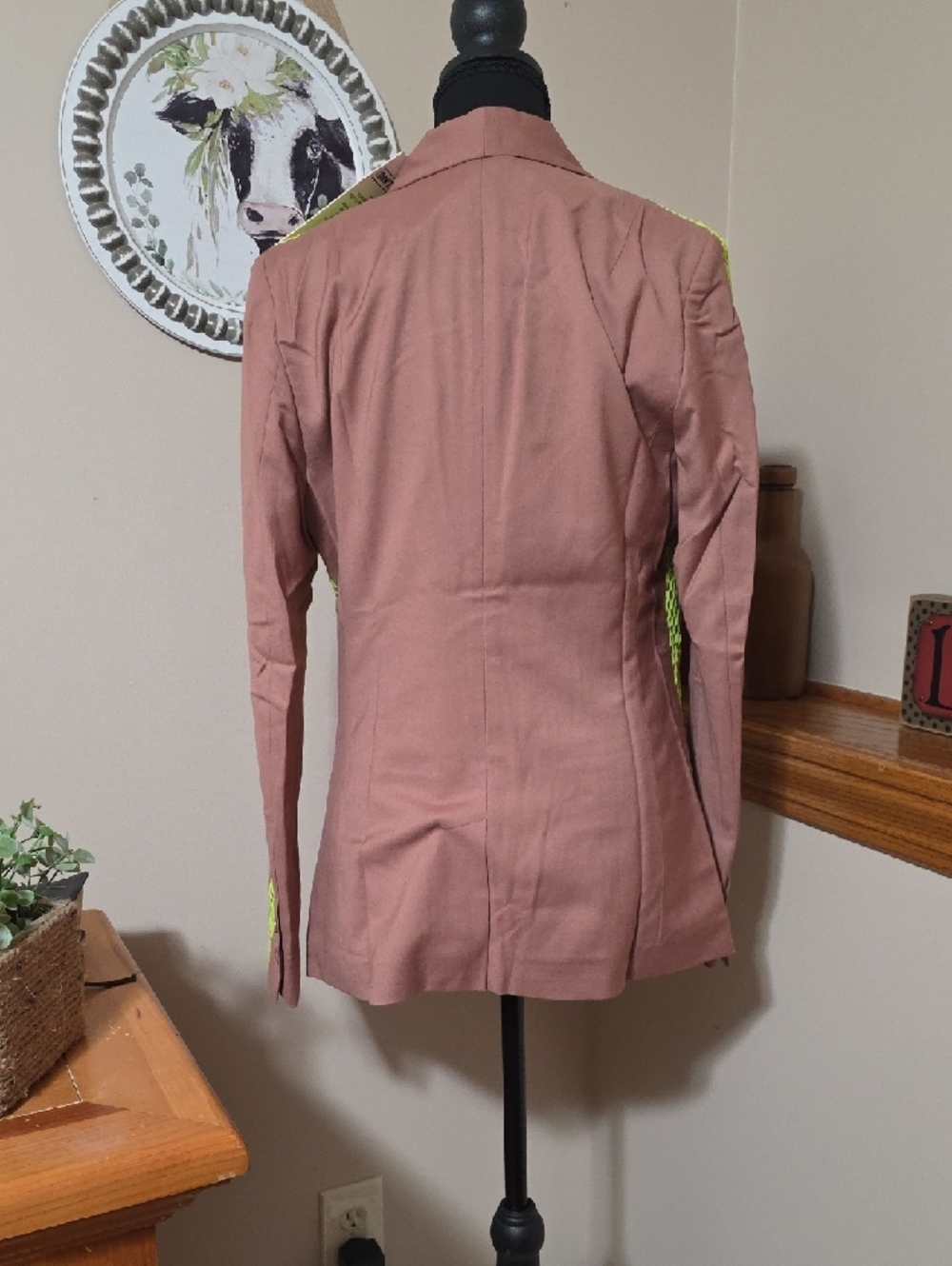 Wildfang Mauve Pink Blazer with Neon Trim - Picture 5 of 10